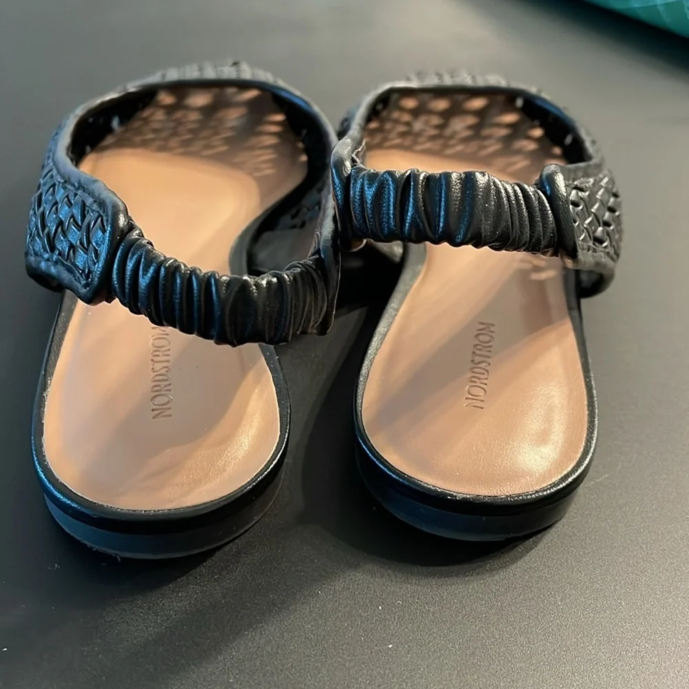 Nordstrom Arabella Slingbacks Woven Flats Size 10M Black Square Toe - Picture 10 of 10